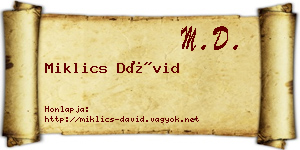 Miklics Dávid névjegykártya